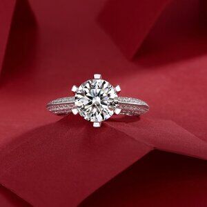 Certified 3 Carat Moissanite Diamond S925 Silver Closed Wedding Ring